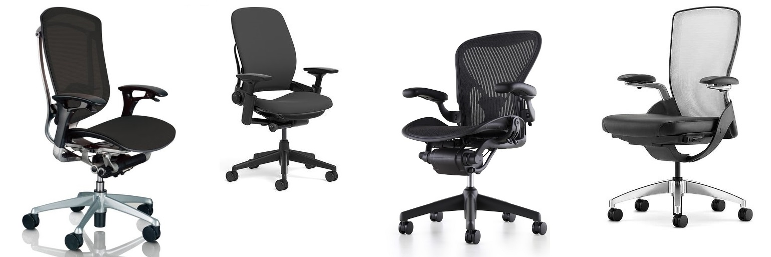 Ergonomic task chair, Steelcase Leap V2, Herman Miller Aeron, Hon Ceres, Teknion Contessa.